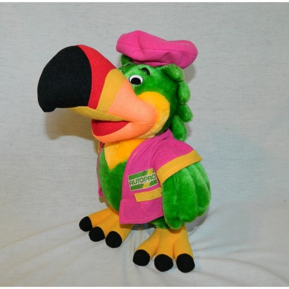 Vintage Napa AUTOPRO plush Mascot Parrot Bird 13" Prismo Advertising Stuffed